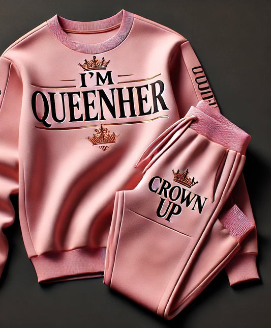 I’m QueenHer “Crown Up” Pink Sweatsuit