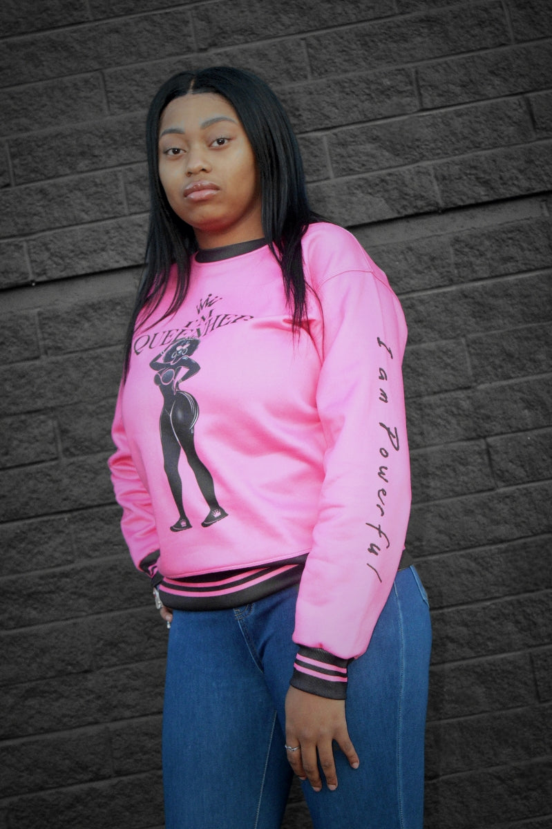 QueenHer Pink Crown Up Sweater “I Am Powerful” Edition